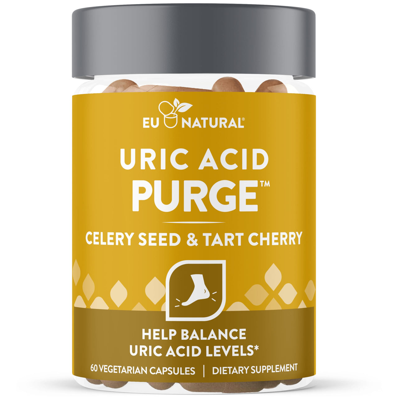 Eu Natural Purge Uric Acid Flush - Eat & Drink What You Want - Uric Acid Support for Joints & Mobility with Celery Seed, Tart Cherry & Chanca Piedra - 60 Vegetarian Capsules