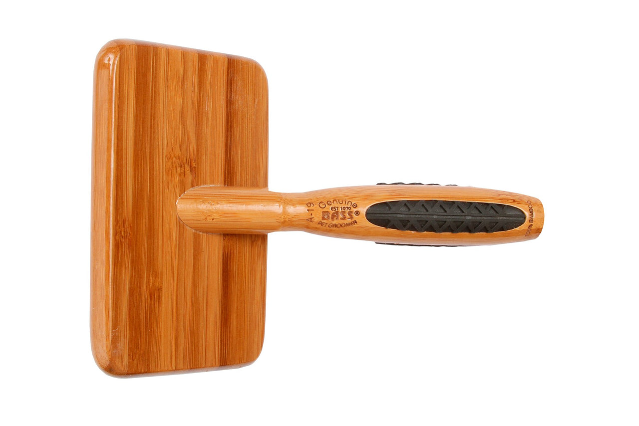 Bass Brushes Large Slicker Style Pet Brush with Bamboo Wood Handle and Rubber Grips