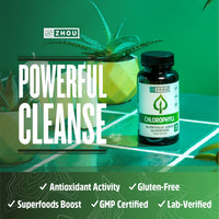 Thumbnail for Zhou Chlorophyll Tablets - Chlorophyll Pill Supplement for Women and Men, Health and Wellness Support, Daily Super Greens with Natural Vitamins and Minerals - 90 Tablets