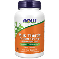 Thumbnail for NOW Foods Supplements, Silymarin Milk Thistle Extract 150 mg with Turmeric, Supports Liver Function*, 120 Veg Capsules
