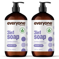 Thumbnail for Everyone 3-in-1 Soap, Body Wash, Bubble Bath, Shampoo, 32 Ounce (Pack of 2), Lavender and Aloe, made with Essential Oils for Men and Women