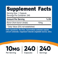 Thumbnail for Nutricost Boron Capsules 10mg, 240 Vegetarian Capsules, Gluten Free and Non-GMO
