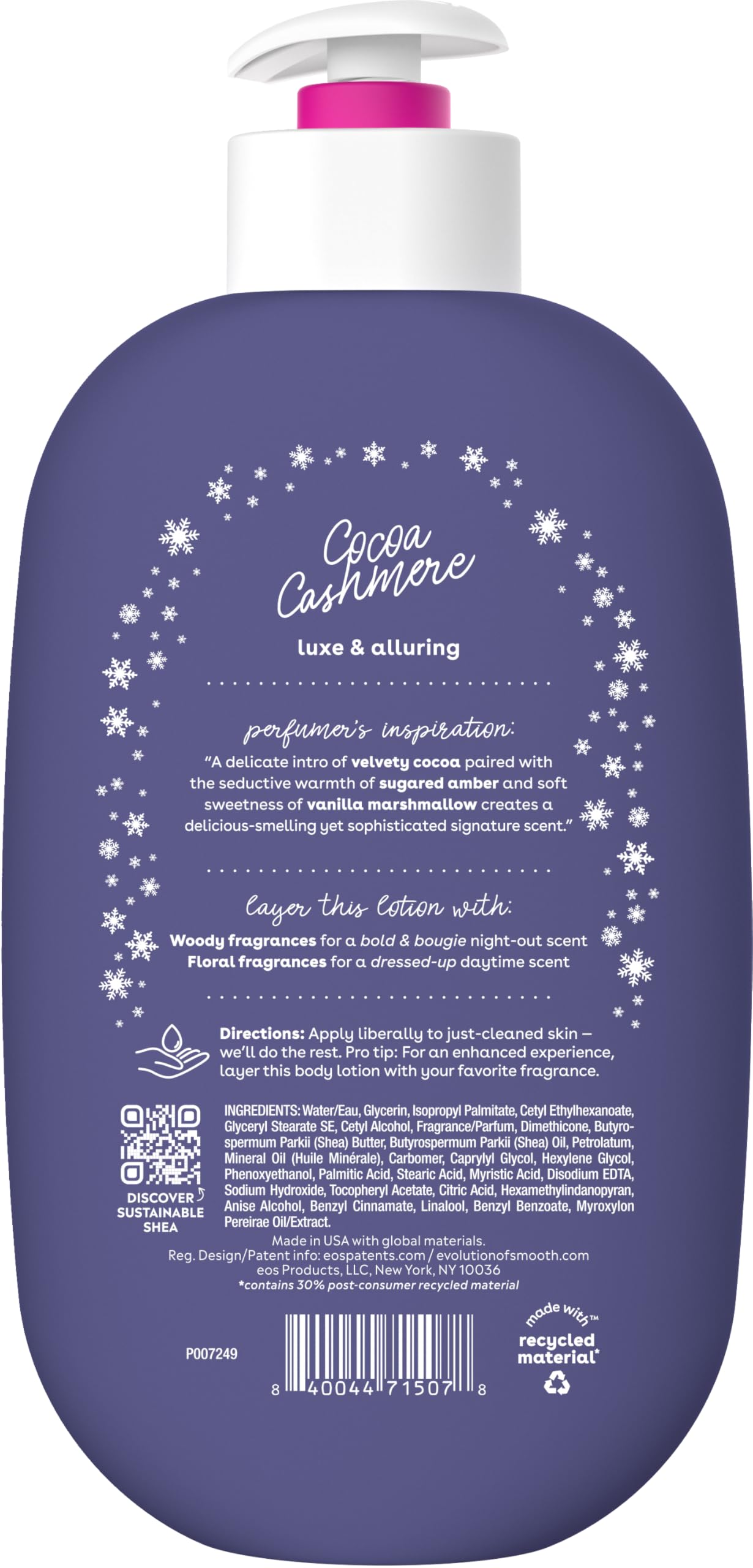 eos Shea Better Holiday Body Lotion, Cocoa Cashmere, Limited Edition Skin Care, 24-Hour Moisture, Body Lotion for Women, Vegan, 16 fl oz