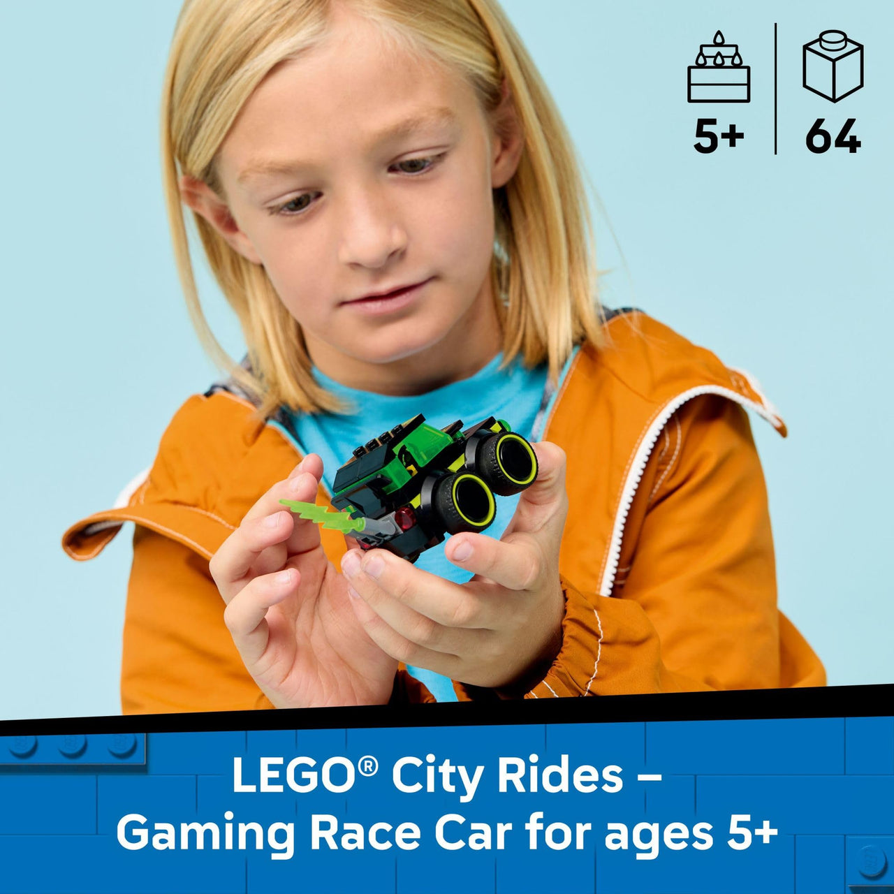 LEGO City Rides – Gaming Race Car Building Toy for Kids - Pretend Play Set for Boys & Girls, Ages 5+ - Toy Car W/Racecar Driver Minifigure - Gift Idea for Birthdays - 60484