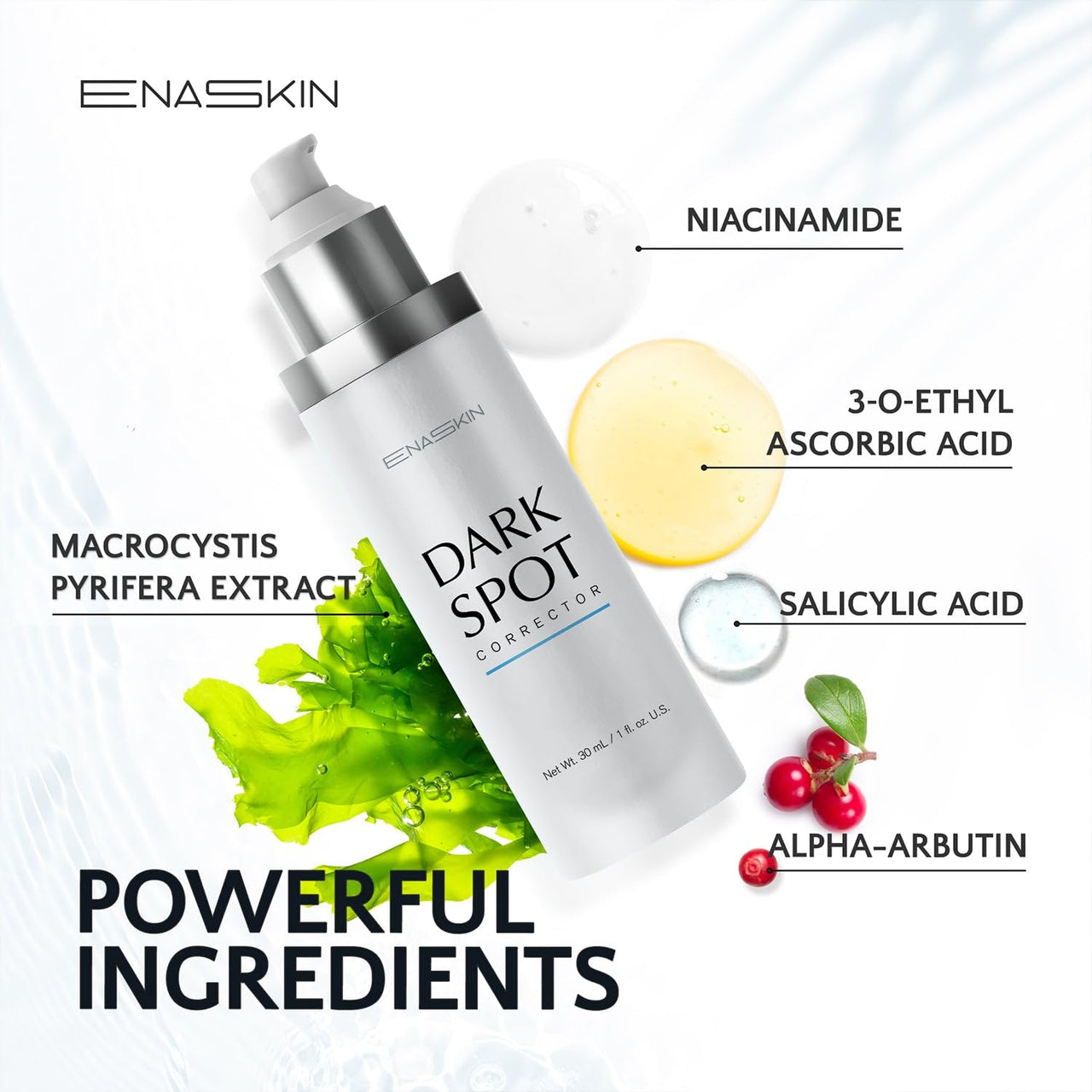 EnaSkin Radiance Renewal Serum – Potent Niacinamide Formula for Face & Body to Minimize Dark, Age, and Sun Spots, Freckles, and Melasma (1.0 Fl Oz)