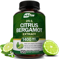 Thumbnail for NutriFlair Organic Citrus Bergamot 1400mg, 120 Capsules - 25:1 Bergamia - Essential Oil and Citrus Bioflavonoids - Natural Heart Health Supplements for Women and Men - Non-GMO Pills