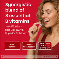 Thumbnail for EZ Melts Dissolvable B-Complex - Vitamin B Complex - Provides Energy Metabolism & Heart Health Support - with Methylated B12 & Folate - Non-GMO & Vegan - Strawberry Swirl - 60 Tablets (60 Servings)