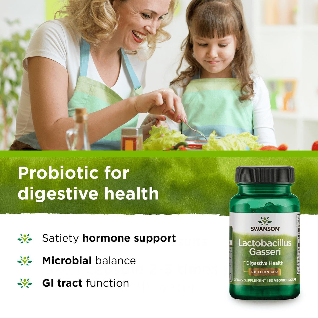 Swanson Lactobacillus Gasseri - Vegan Probiotic Supplement - Supports Energy Metabolism & Gut Health* - No Refrigeration Required - 60 Veggie Capsules