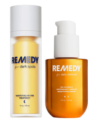 Thumbnail for Remedy Vitamin C Daily Defense and Dark Spots Serum Duo | Even Tone, Brightening & Correcting Set | Ferulic Acid, Tranexamic Acid, Retinol, Kojic Acid | By Dermatologist Dr. Shah | 2 x 1 fl oz
