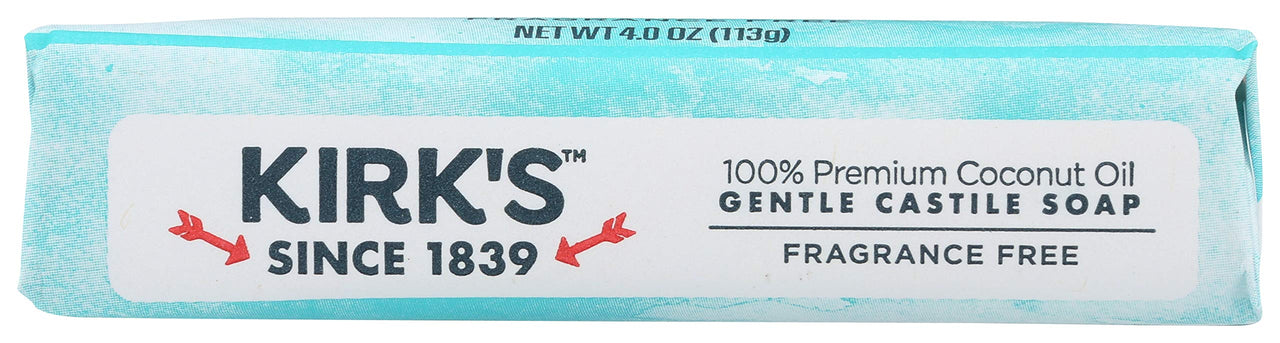 Kirk's Natural Original Coco Castile Soap Fragrance Free, 4 Ounce (Packaging may Vary)