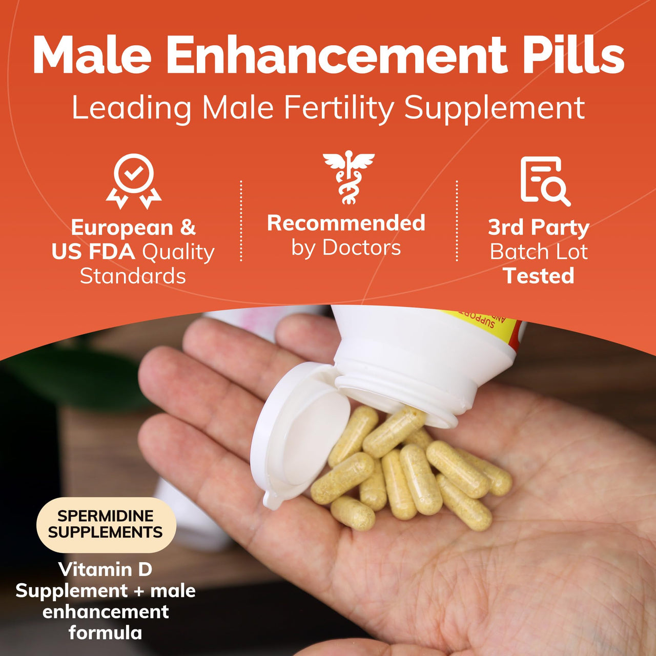 CONCEIVE PLUS Motility Boost for Men - Sperm Count Booster with Vitamin D, Vitamin E, Zinc, Spermidine, Antioxidants - Sperm Count, Sperm Motility - Multivitamin Supplement for Men Sperm - 60 Caps