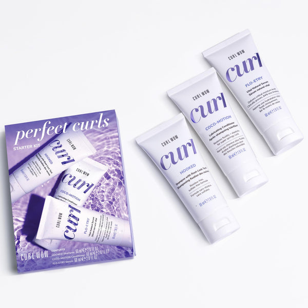 COLOR WOW Curl Wow Perfect Curls Starter Set | 3 piece Curl Wow starter set including deluxe travel size HOOKED Shampoo, COCO-MOTION Conditioner & FLO-ETRY Serum 2.0 Fl Oz (Pack of 3)