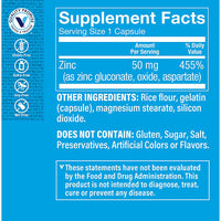 Thumbnail for The Vitamin Shoppe Zinc 50MG - Immune Support, Skin Health & Antioxidant Protection, Essential Mineral (100 Capsules)