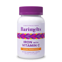 Thumbnail for Barimelts Iron with Vitamin C, 90 Fast-Dissolving Tablets (1-Month Supply), Sugar-Free Bariatric Iron Supplement for Women, Natural Orange Flavor