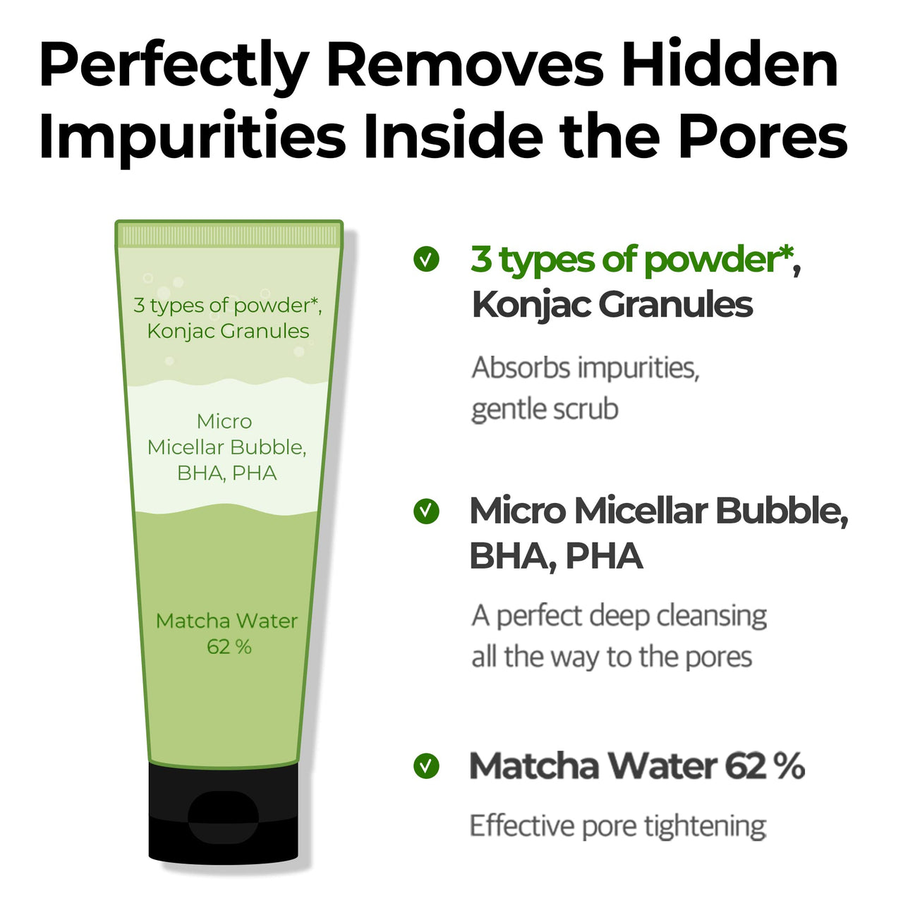 SOME BY MI Super Matcha Pore Clean Cleansing Gel - 3.38Oz, 100ml - Made from Matcha Extracts for Sensitive Skin - Mild Daily Face Wash for Pore Tightening, Sebum and Blackheads Care - Korean Skin Care