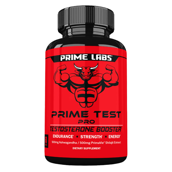 Prime Labs Prime Test Pro - Testosterone Supplement for Men - Test, Vitality, & Energy Booster - with Ashwagandha, PrimaVie Shilajit Extract, & DIM - 60 Capsules