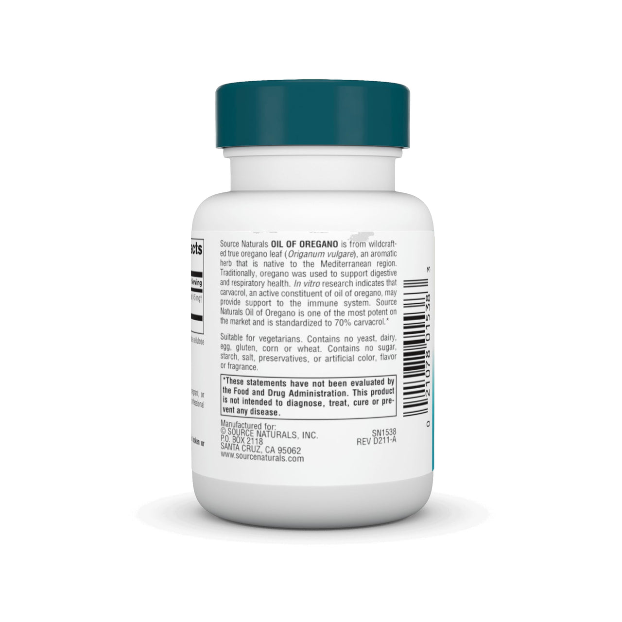 Source Naturals Wellness Oil of Oregano - Standardized to 70% Carvacrol - 30 Vegetarian Capsules
