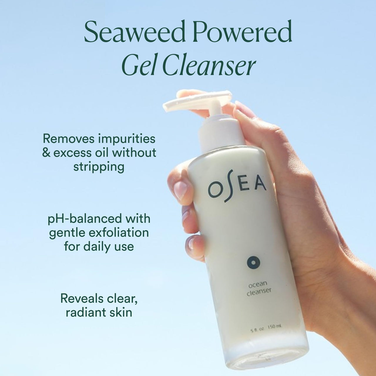 OSEA Ocean Cleanser 5 oz - Nourishing Facial Cleansing Gel - Mineral-Rich Face Wash - Gentle Face Cleanser - Clean Beauty Skincare - Vegan & Cruelty-Free Facial Wash
