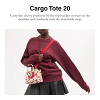 Thumbnail for COACH Cargo Tote Bag 20 with Cherry Print Chalk Multi One Size
