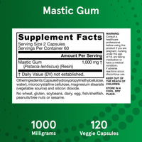 Thumbnail for Jarrow Formulas Mastic Gum 1000 mg - 120 Veggie Caps - Mastic Gum Capsules Supporting Stomach and Duodenal Health - 60 Servings