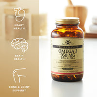 Thumbnail for Solgar Triple Strength Omega 3 950 mg - 100 Softgels, Pack of 2 - Supports Joint & Skin Health - Non-GMO, Gluten Free, Dairy Free - 200 Total Servings