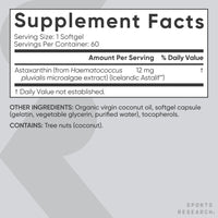 Thumbnail for Sports Research® Triple Strength Astaxanthin 12mg - Antioxidant Supplement for Skin & Eye Health Support* - Soy Free · Non-GMO · Gluten Free - 60 Softgels
