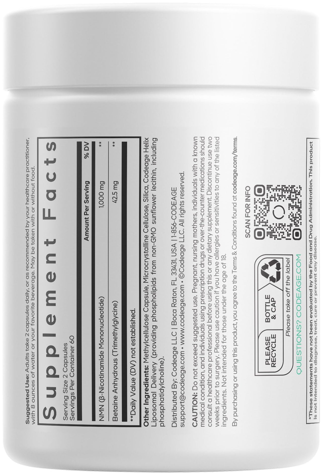 Codeage Liposomal NMN 1000mg Supplement - 120 Capsules