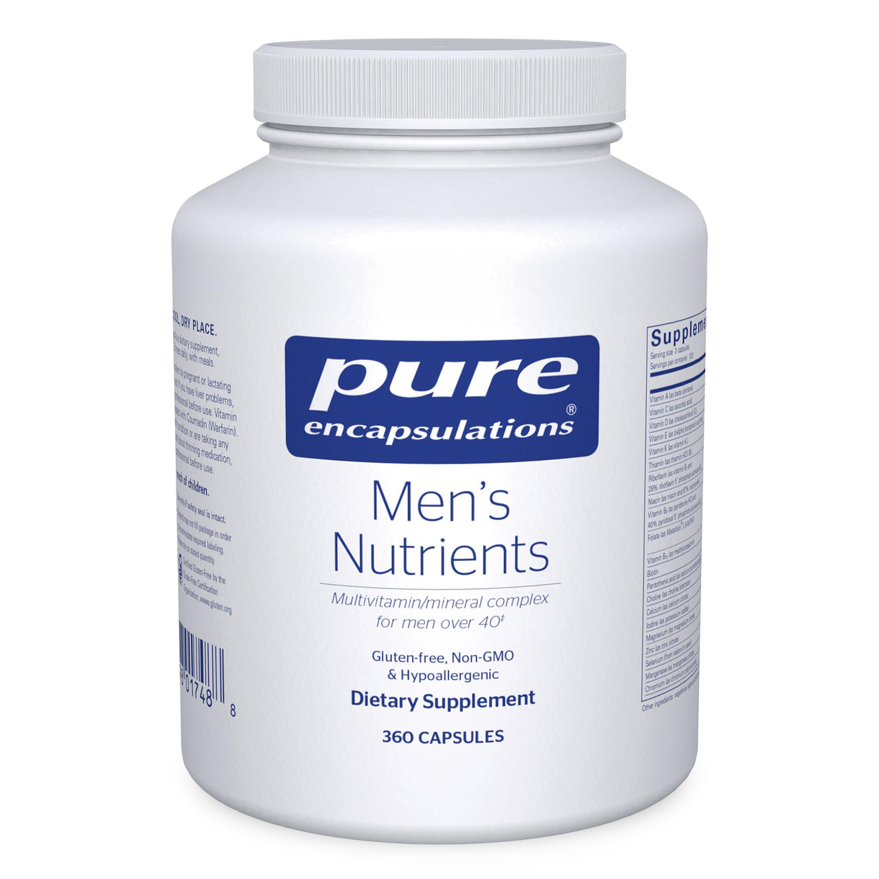 Pure Encapsulations Men's Nutrients - Multivitamin Mineral Supplement to Support Energy, Endurance & Stamina in Men Over 40* - Vitamin D & Vitamin C - Gluten-Free & Non-GMO - 360 Capsules
