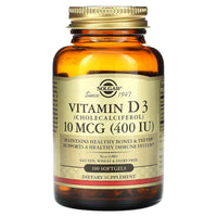 Thumbnail for Solgar Vitamin D3 (Cholecalciferol) 10 MCG (400 IU), 100 Softgels - Helps Maintain Bones & Teeth - Immune System Support - Non-GMO, Gluten Free, Dairy Free - 100 Servings