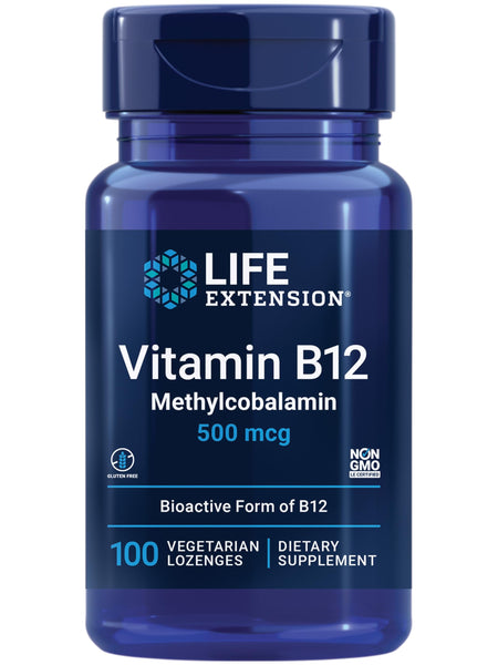Life Extension Vitamin B12 Methylcobalamin 500mcg - Vitamin B12 Supplement for General Energy and Brain Health - Sugar Free Vegetarian Lozenges Dissolve in Your Mouth - Once Daily - 100 Count