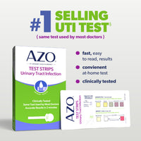Thumbnail for AZO Urinary Tract Infection (UTI) Test Strips, Accurate Results in 2 Minutes, Clinically Tested, Easy to Read Results, Clean Grip Handle, #1 Most Trusted Brand, 3 Count