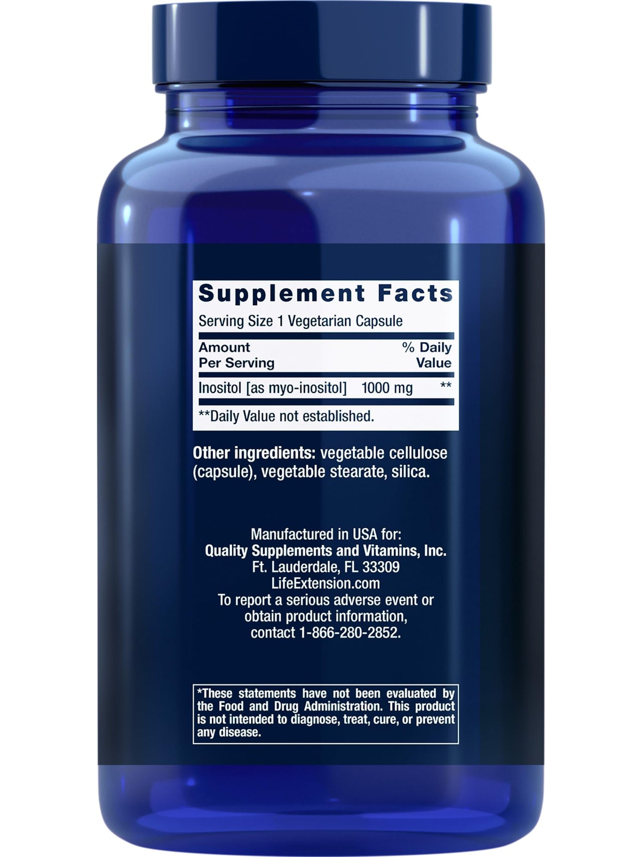Life Extension Inositol Caps – 1000 mg, Myo-Inositol – Mood Health, Well-Being, Healthy Metabolism, Hormone Balance – Gluten-Free, Non-GMO, Vegetarian – 360 Capsules
