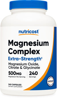Thumbnail for Nutricost Magnesium Complex 500mg, 240 Capsules - Magnesium Oxide, Citrate, and Glycinate - Gluten Free and Non-GMO
