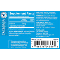 Thumbnail for The Vitamin Shoppe Lithium Orotate Brain Nervous System Support (120 Capsules)