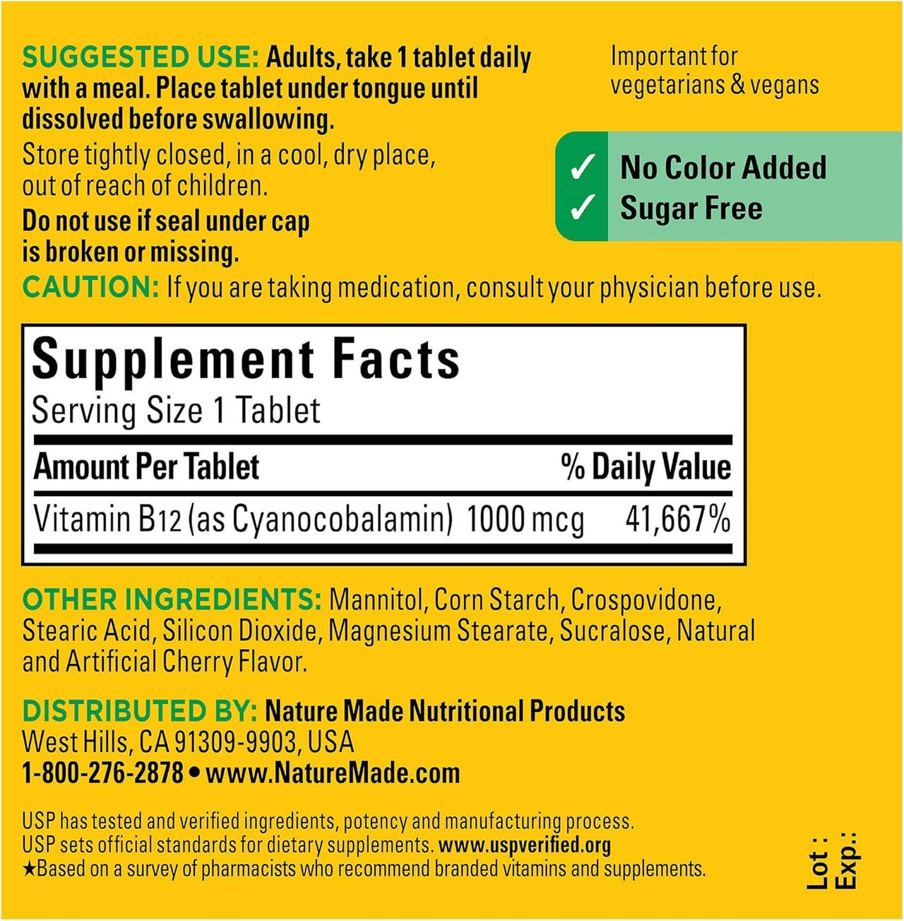 Nature Made B-12 1000 mcg Micro-Lozenges Cherry Flavor 50 ea (Pack of 2)