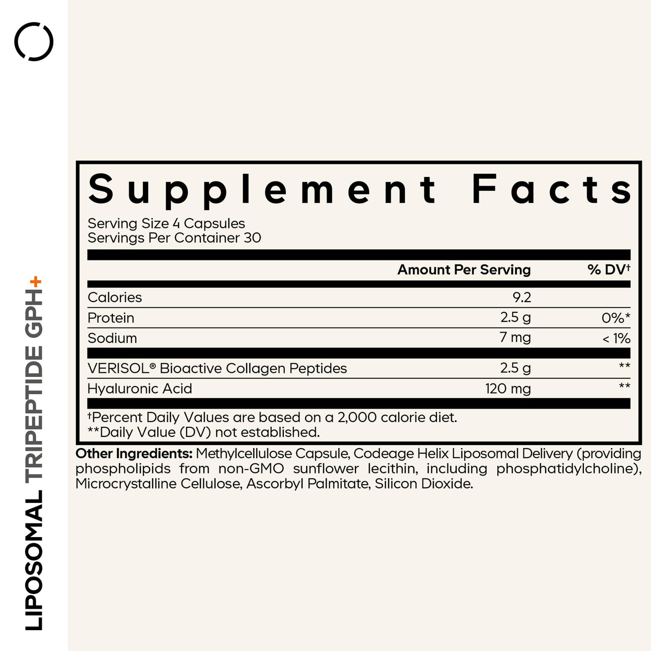 Codeage Liposomal Tripeptide GPH+ Supplement - Verisol Bioactive Beauty Collagen Peptides - Hyaluronic Acid - Skin Structure Support - GPH Tripeptide - Glycine–Proline–Hydroxyproline - 120 Capsules
