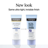 Thumbnail for Neutrogena Ultra Sheer Dry-Touch Sunscreen Lotion SPF 70, Broad Spectrum, Water Resistant 80 Min, Oil-Free, Oxybenzone-Free, Non-Comedogenic, Matte Finish, Body Sunscreen, Travel Size 3 Fl Oz