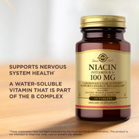 Thumbnail for Solgar Niacin (Vitamin B3) 100 mg - 100 Tablets - Supports Energy Metabolism - Non-GMO, Vegan, Gluten Free, Dairy Free, Kosher - 100 Servings