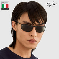 Thumbnail for Ray-Ban RB3119M OLYMPIAN I DELUXE Oval Shaped Non-Polarized Sunglasses for Men & Women – Includes Official RAYBAN Eyewear Kit – Ideal Formal & Casual Wear Sunglasses – blue Lens