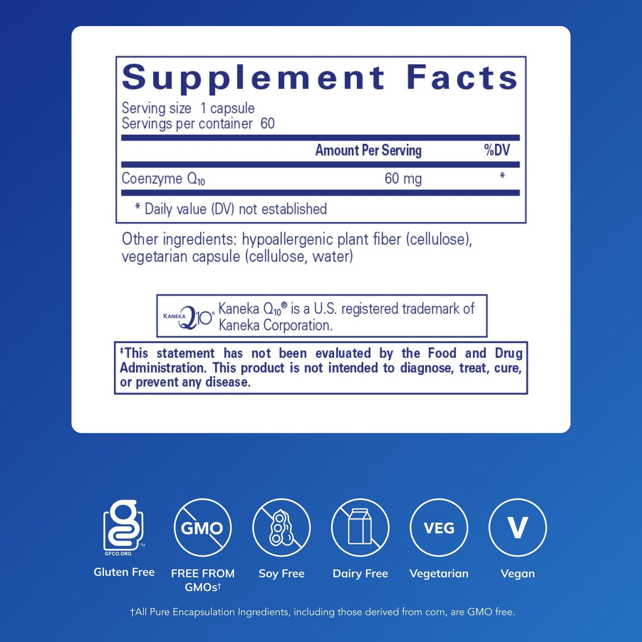 Pure Encapsulations CoQ10 60 mg | Coenzyme Q10 Supplement for Energy, Antioxidants, Brain and Cellular Health, Cognition, and Cardiovascular Support* | 60 Capsules