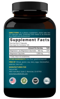 Thumbnail for NatureBell Magnesium Glycinate 1,000mg, 240 Capsules | 500mg per Capsule | 100% Chelated & Purified | Sleep, Muscle & Nerve Support | Non-GMO, Gluten-Free