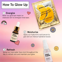 Thumbnail for grace & stella Award-Winning Skin Care Set - Gifts for Women - Travel Essentials with Gold Eye Masks, Hyaluronic Acid Serum & Rose Spray, Beauty Gift Set - Birthday & Bachelorette Favors