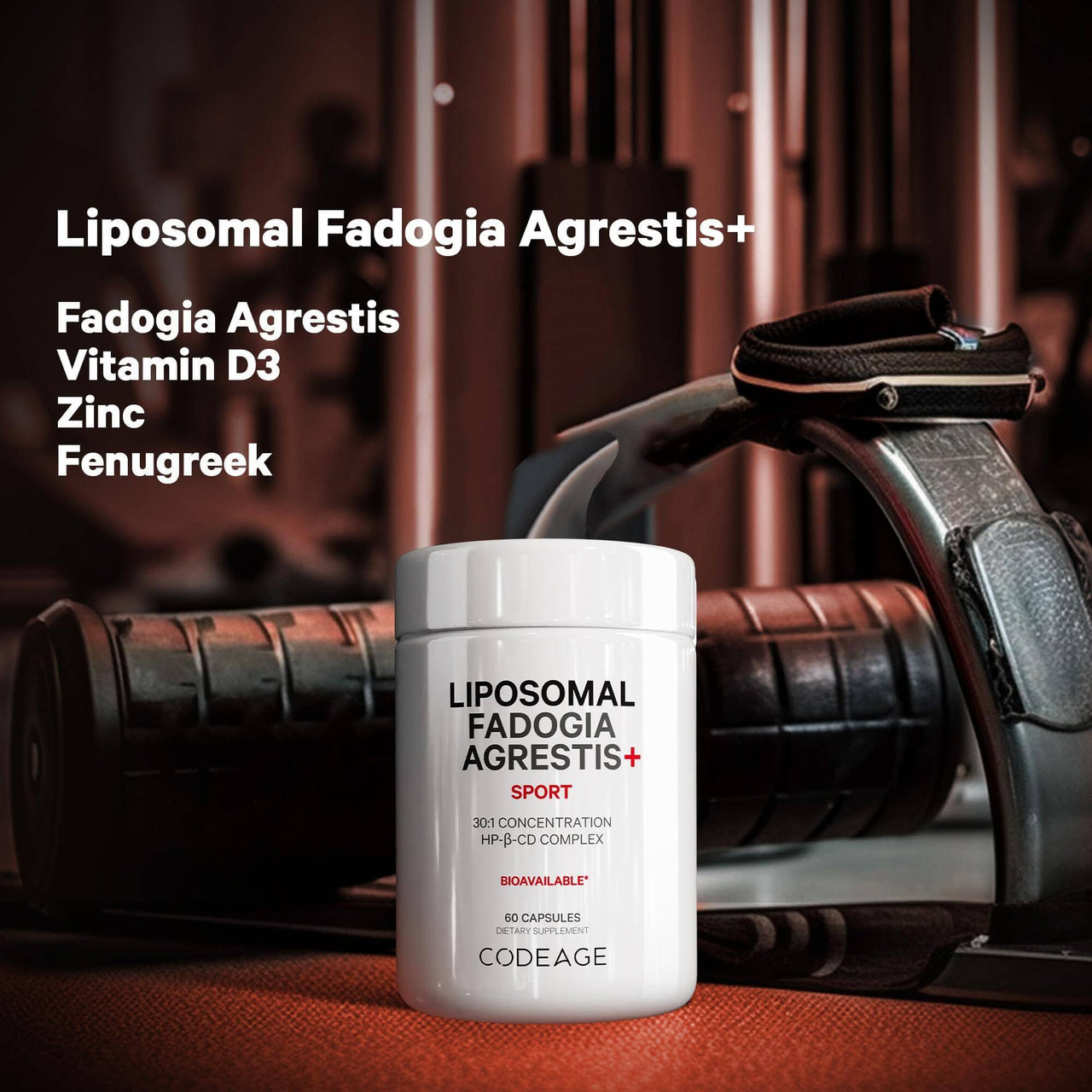 Codeage Liposomal Fadogia Agrestis 600mg Supplement - Fadogia Agrestis 30:1 Extract, Vitamin D3, Zinc, Fenugreek, BioPerine Black Pepper - 2-Month Supply - Liposomal Delivery - Non-GMO, 60 Capsules