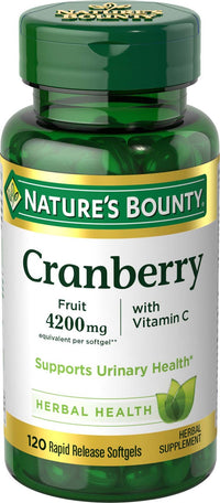 Thumbnail for Nature's Bounty Cranberry Pills for Women Urinary Tract Health, Cranberry Supplements with Concentrate & Vitamin C, 120 Softgels