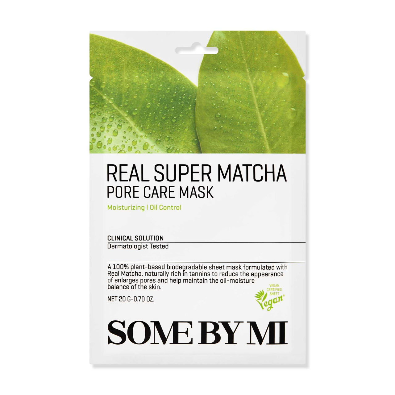 SOME BY MI Real Super Matcha Pore Care Mask - Pack of 10 - Made from Matcha Extracts for Sensitive Skin - Daily Vegan Korean Sheet Mask for Pore Tightening, Sebum and Blackhead Care - Korean Skin Care
