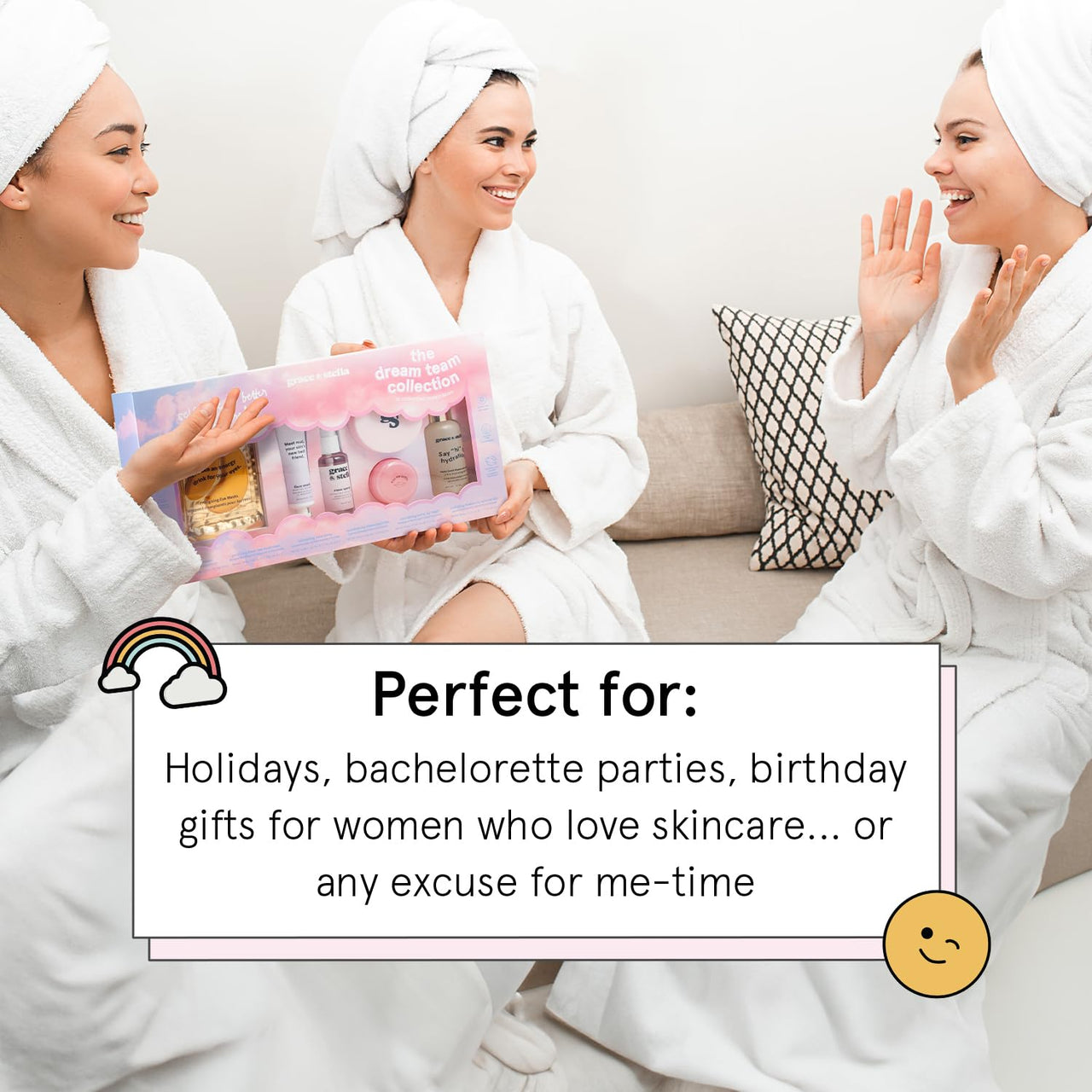 grace & stella Award Winning Skin Care Set - Birthday Gifts for Her, Travel Size Toiletries with Eye Masks, Hyaluronic Acid Serum, Lip Balm & More, Gift Baskets for Women, Vegan Cruelty-Free Self Care