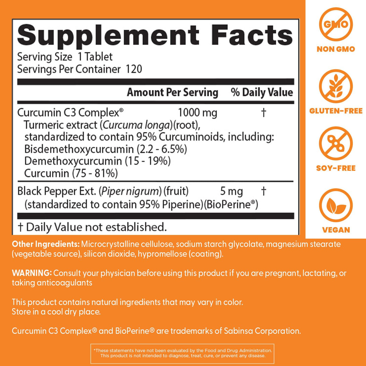 Doctor's Best Curcumin From Turmeric Root with C3 Complex & BioPerine, Benefit the Joints by Helping to Neutralize Free Radicals, Non-GMO, Gluten Free, Soy Free, Joint Support, 1000 mg, 120 Tablets