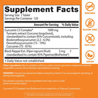 Thumbnail for Doctor's Best Curcumin From Turmeric Root with C3 Complex & BioPerine, Benefit the Joints by Helping to Neutralize Free Radicals, Non-GMO, Gluten Free, Soy Free, Joint Support, 1000 mg, 120 Tablets