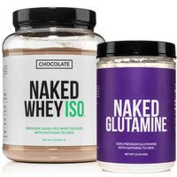 Thumbnail for NAKED Chocolate Whey Isolate (24 Servings) + Pure L-Glutamine Powder 2.2LB (200 Servings) – Grass-Fed Protein; Bulk; Non-GMO; Gluten Free; Soy Free; Vegan