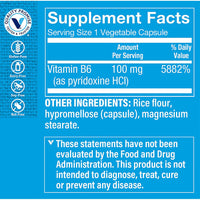 Thumbnail for The Vitamin Shoppe Vitamin B6 100mg - Energy Metabolism & Brain Support | Pyridoxine Supplement | 100 Veggie Capsules | Gluten-Free